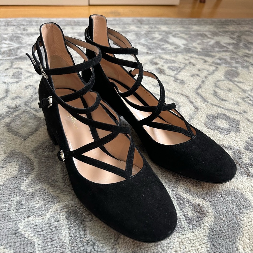🖤 Gianvito Rossi Black Suede Strappy Block Heel Pumps with Box - Picture 3 of 14